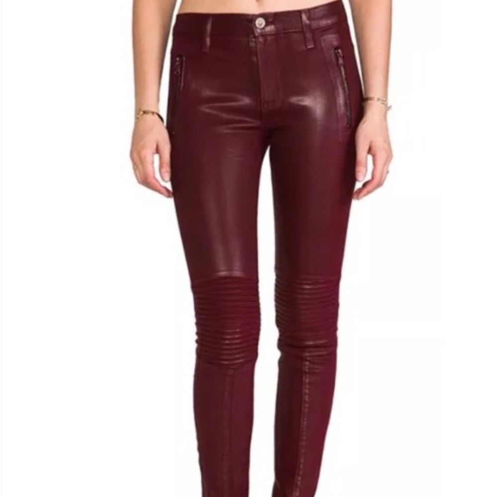 Hudson Stark Moto In Crimson Wax Coated Jean